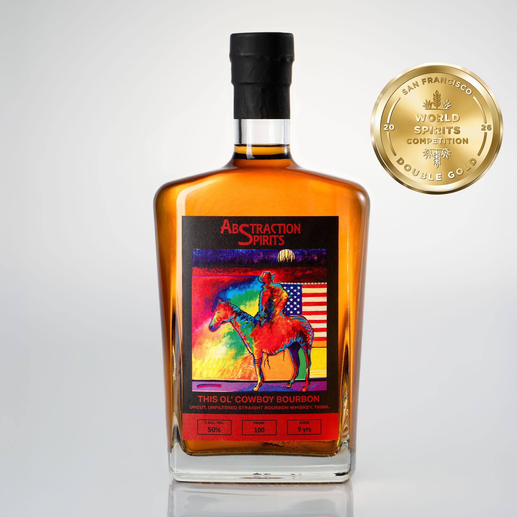 Abstraction Spirits This Ol’ Cowboy 9-Year Uncut Unfiltered Straight Bourbon Whiskey 100 Proof