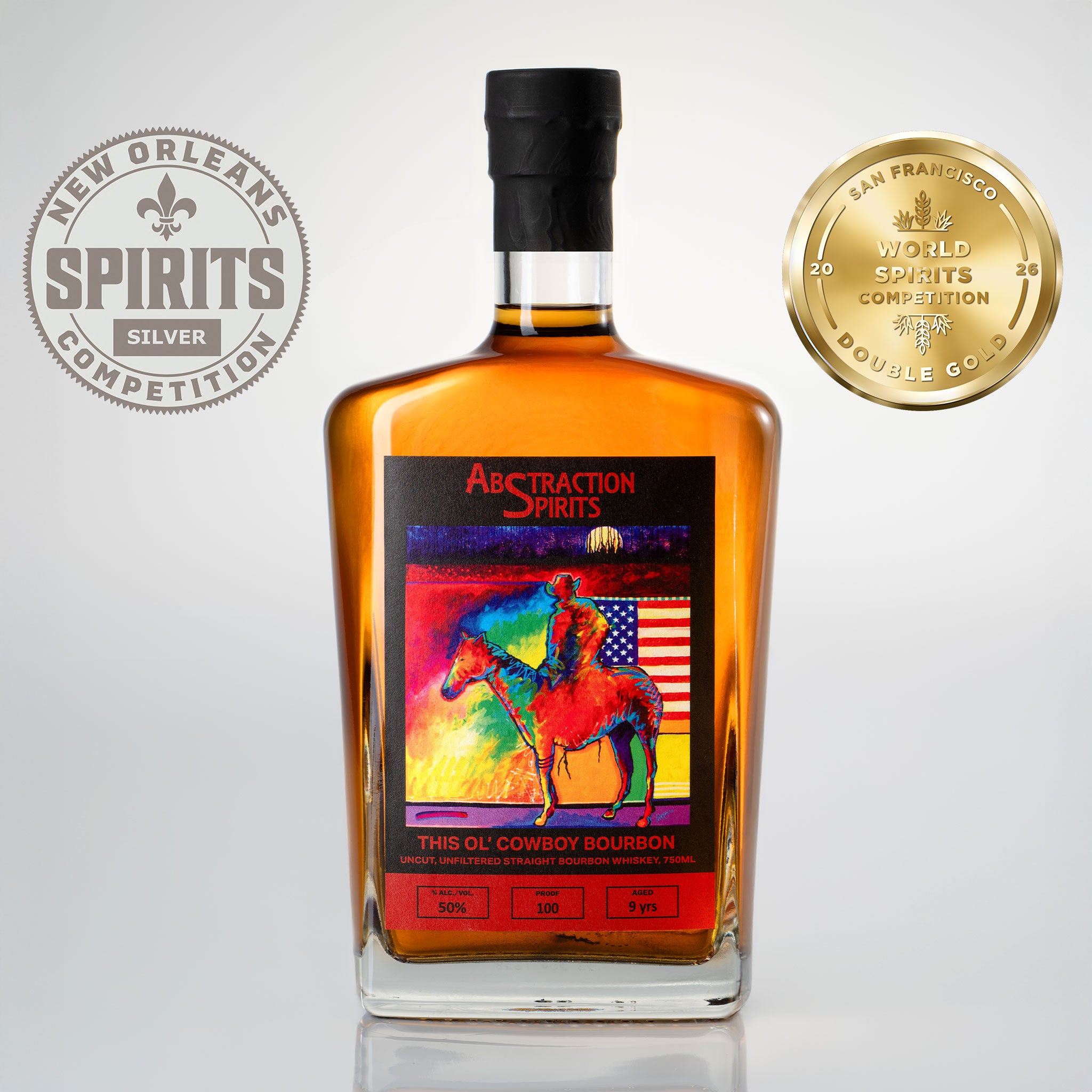 Abstraction Spirits This Ol’ Cowboy 9-Year Uncut Unfiltered Straight Bourbon Whiskey 100 Proof